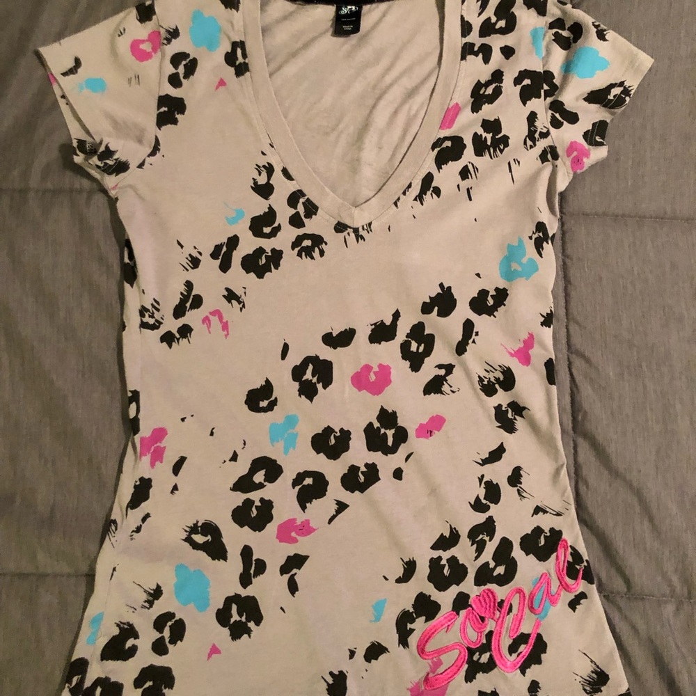 SO CAL top size L grey with leopard design